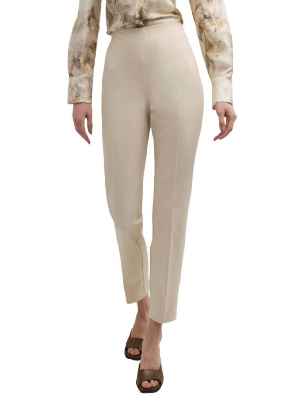 LAFAYETTE 148 stanton stretch tapered ankle pants in beige (sz6)